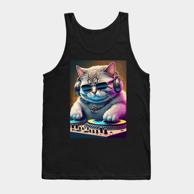 Purrfect Beats - DJ Cat Tank Top by Salaar Design Hub